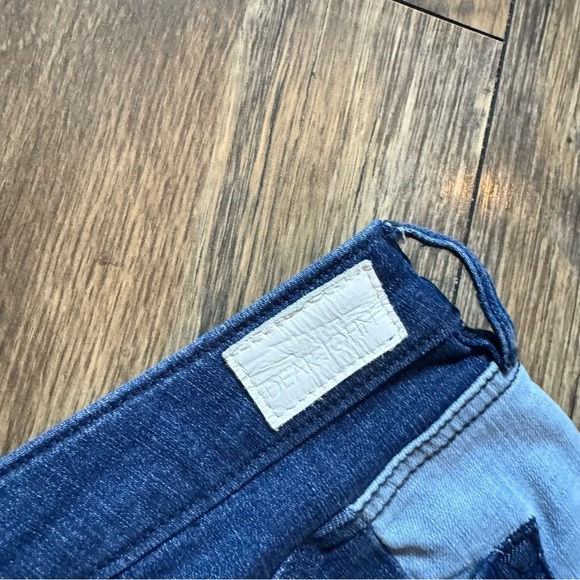 Dear John Two-Tone Vertical Stripe Flare Jeans - Light & Dark Blue - Picture 8 of 9